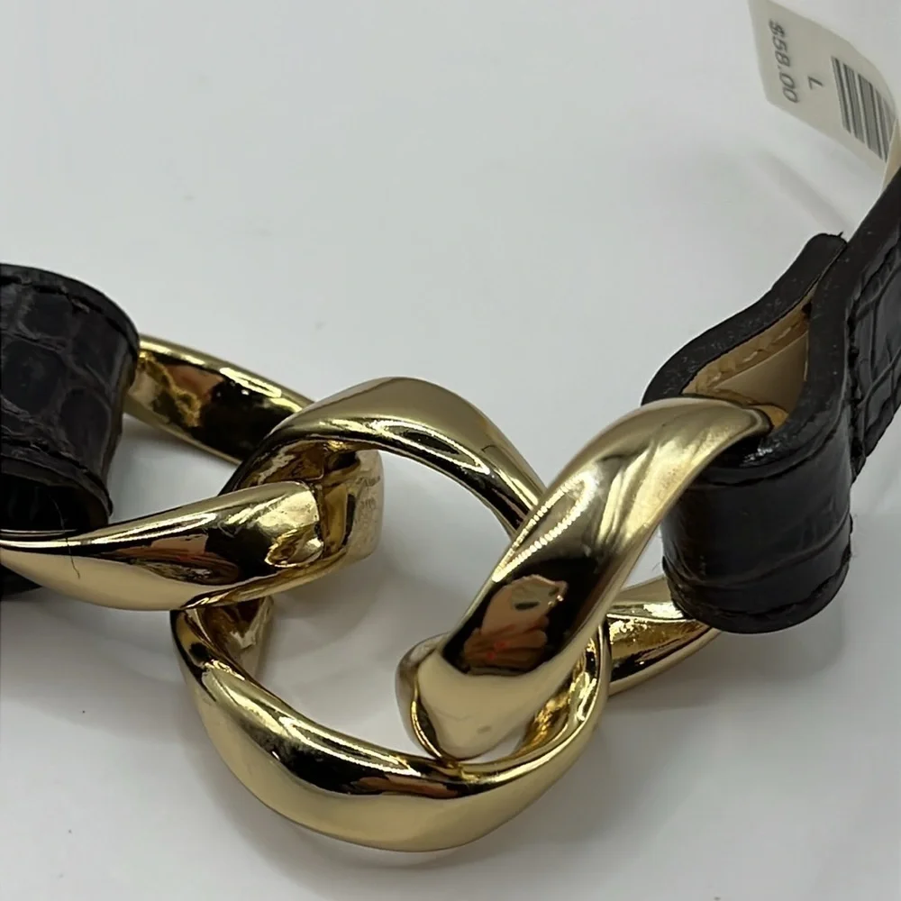 Talbots Black Croc Embossed Genuine Leather 1